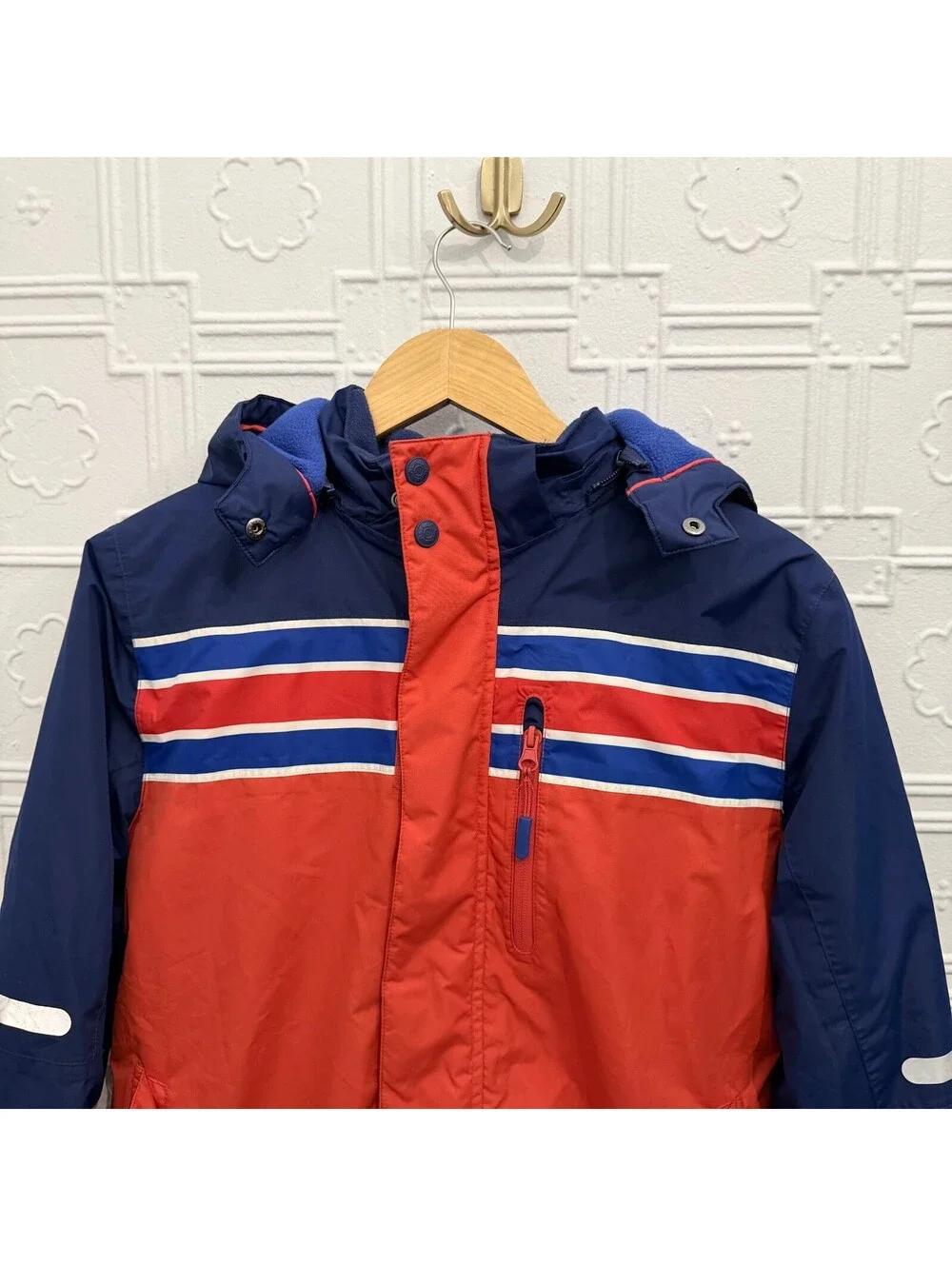 Mini Boden Waterproof Ski Jacket Coat Colorblock Blue Red 13-14Y